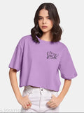 Oversized women's polycotton t-shirt with printed net pattern, three-quarter sleeves. Single item available in sizes S, M, L, XL, XXL. Made in India." (124 characters)