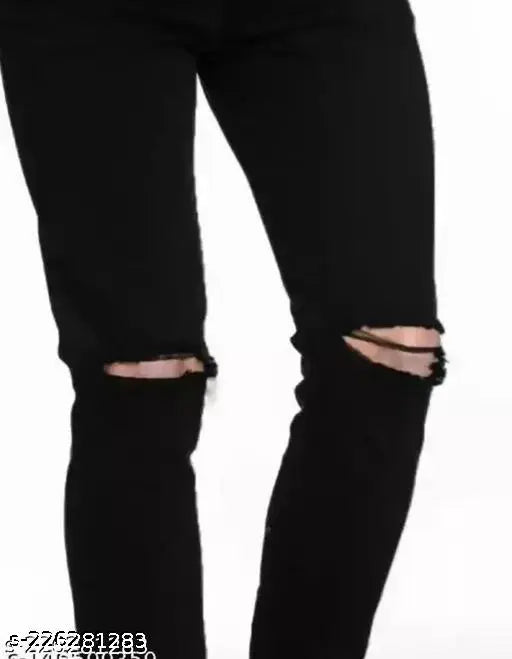 Black polycotton agate jeans for casual wear and parties, size 28/30/32