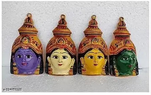 Multicolored metal ashtalakshmi decorative showpieces set of 8, 16cm tall, 65 inches in total