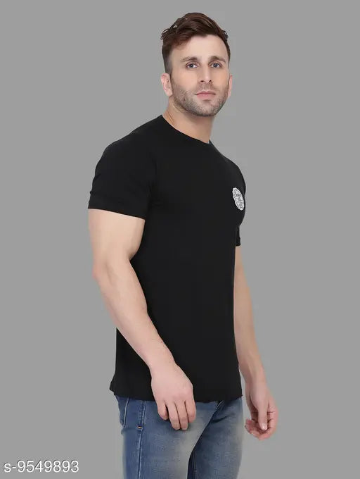 Multicolor cotton blend round-neck t-shirts pack for men, printed design on short sleeves, sizes S-XL