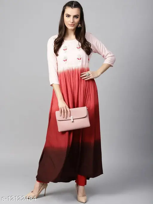 Womens pink and red printed cotton kameez with purse