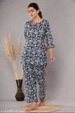 Cotton printed pyjamas for women, Nunchii Night Suits - comfortable & relaxed fit, made in India