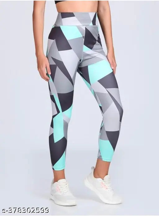 Stretchable striped Lycra jeggings, ankle length workout trousers for women's gym wear, pack of 2 (Size: 28-40 inches)