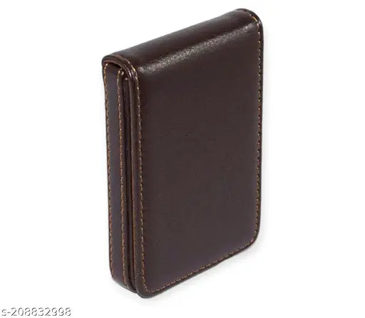 Brown PU visiting card holder set (20 cards), stylish and compact for business cards organization