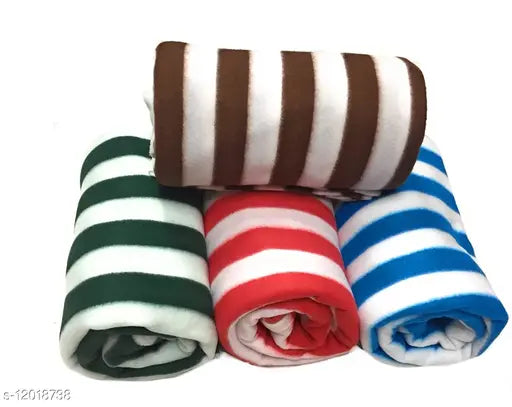 Fleece single bed blanket set of 4, free size polyester, solid color, soft & warm bedding from India