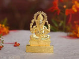 Golden plated Ganesh idol statue, intricately designed, premium quality metal, Indian origin