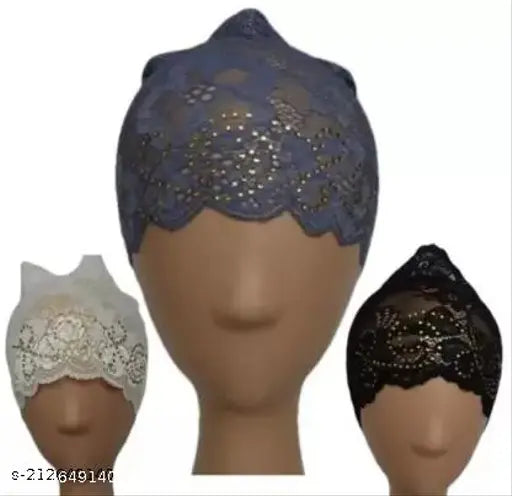 Black lace headpiece with intricate designs