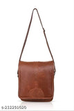 Brown synthetic leather casual crossbody sling bag for men, office business travel messenger