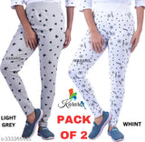 Women's stylish cotton blend mixed print jeggings (pack of 2), trendy and lightweight fashion essential