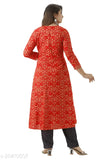 Red rayon kameez set for women and girls, long sleeves