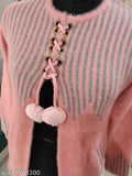 Premium Rich look Stylish Women Hair Wool Trendy Ladoo designed Cardigan for Winters