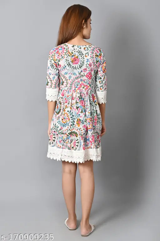 Womens Multicolor Flower Print Short Boho Dress For WomensGirls Barbie Dress For WomensGirls Knee Length Dress For Ladies Summer Dress - 9761613971755 Womens Multicolor Flower Print Short Boho Dress For WomensGirls Barbie Dress For WomensGirls Knee Length Dress For Ladies Summer Dress - 9761613971755