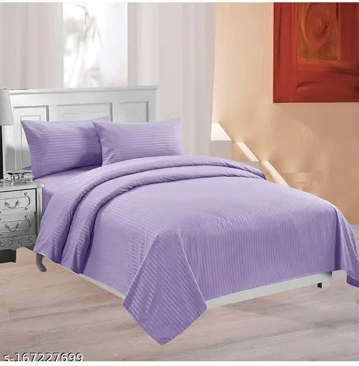 Orange polycotton fitted satin stripes bedsheet (36x78 inches) by ASHA FURNISHING, ideal for single beds up to 4-8 inch mattresses, includes one pillow cover, suitable for home, hotels, or guest houses