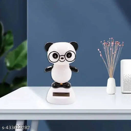 Solar-powered dancing Panda figurine, Indian-made home decor for office or living room