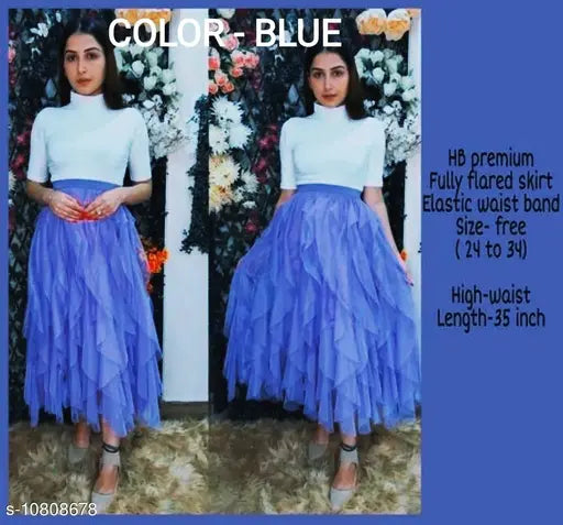 Lavender net mesh full flare high waist skirt, stretchable from 24-34 inches