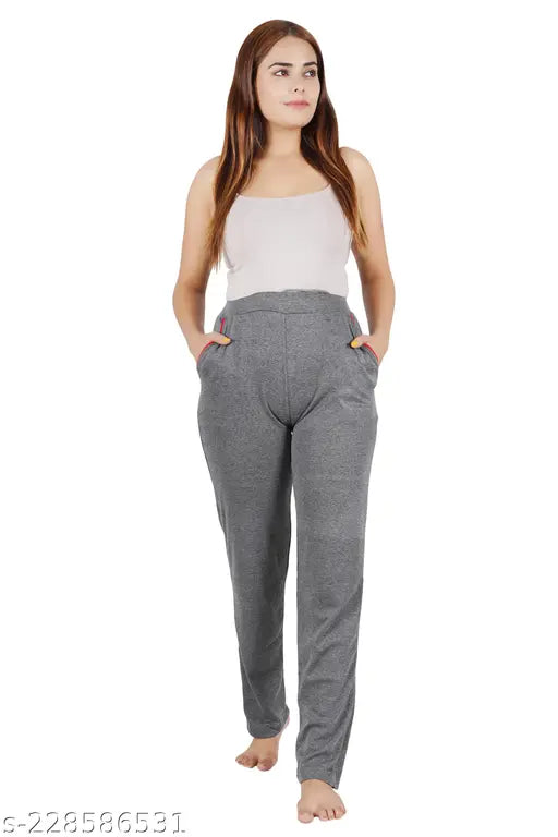 Muskaan Women's cotton lower track pant pyjamas, both sides pockets