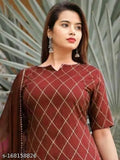 Maroon kameez with matching dupatta set, ethnic wear