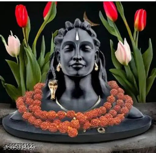 .ELITETOUCH Present Adiyogi Statue with Rudraksha Mala for Car Accessories for DashBoard Shiva God Idol | Shivratri Pooja & Gift Decore Items For Showpieces & Figurines for Living Room & Home Temple.