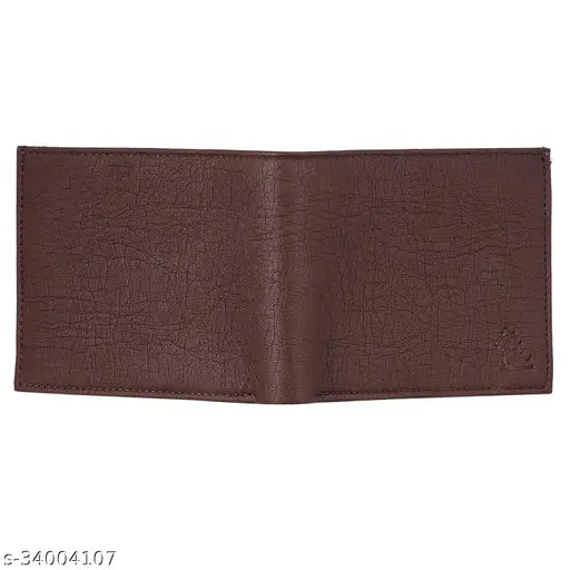 Brown PU formal wallet for men, solid pattern with 2 compartments and a coin pouch. Stylish accessory for everyday use, ideal as a gift