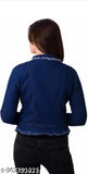 Dark striped jacket, woman's blazer, black and blue stripes