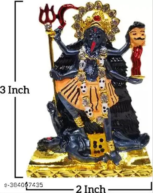Gold-plated Brass Kali statue, spiritual figurine for car dashboard decoration