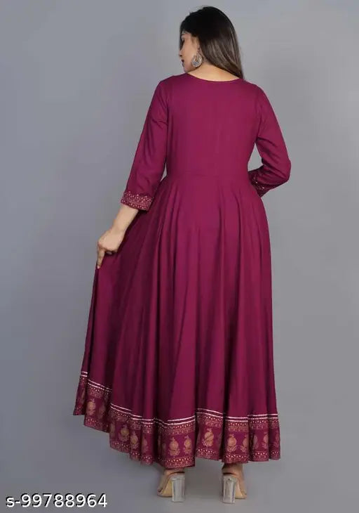 Purple long-sleeve flared kameez with embellished tussels