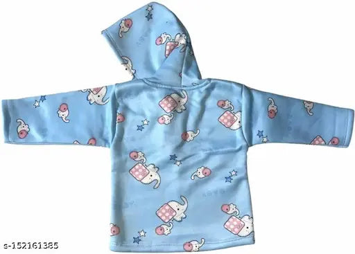 Printed cotton blend hoodie with long sleeves for baby boys and girls, features a printed net design
