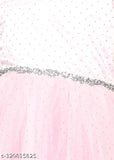 Pink net layered knee-length girls party dress, toy balloon design for kids aged 1-6 years