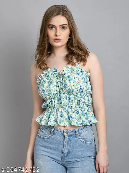 White striped printed polyester crop top for women, sleeveless and casual, fashionable for XS to XXL sizes