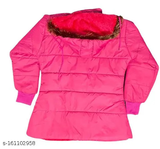 Pink zip jacket with fur trim