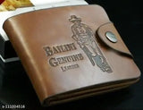 Fashionable PU wallet, five compartments, solid pattern, free size (10cm x 12cm), trendy men's accessory from India