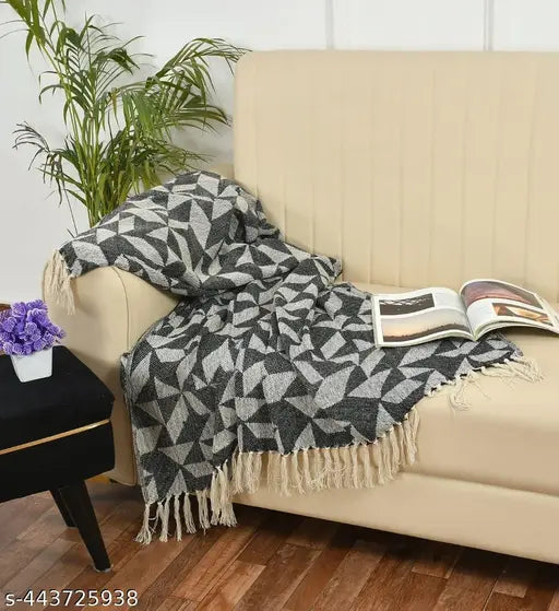 Stitch Weave 100% Cotton Throw Blanket for Couch | Soft | Plush | Warm and Cozy Throw Blanket, Single Layer, Perfect for Bed Couch and Sofa Chair (Dark Grey, 50 x 60 Inches)