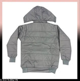 Grey padded winter jacket with hood