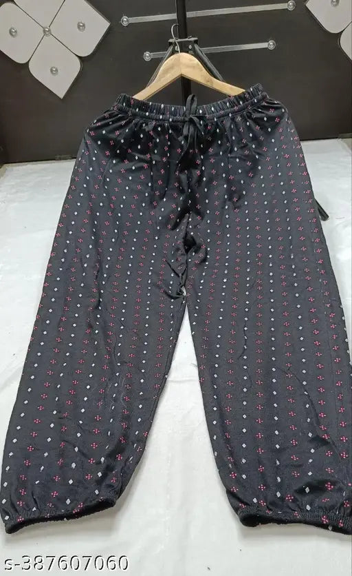 Black, floral pattern, long pants, cotton material