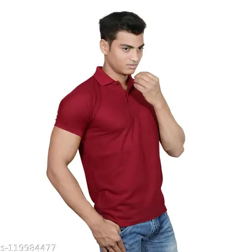Mooseberry Men's Polo T-Shirt Polycotton Regular Fit Half Sleeve Without Pocket | Combo Pack of 2 | Maroon & Aqua Green