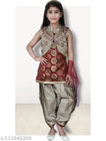 Georgette party sharara with kurtas for girls, 3/4 sleeves, various sizes