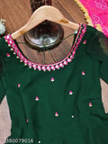 Green bandhni dupatta with bead details