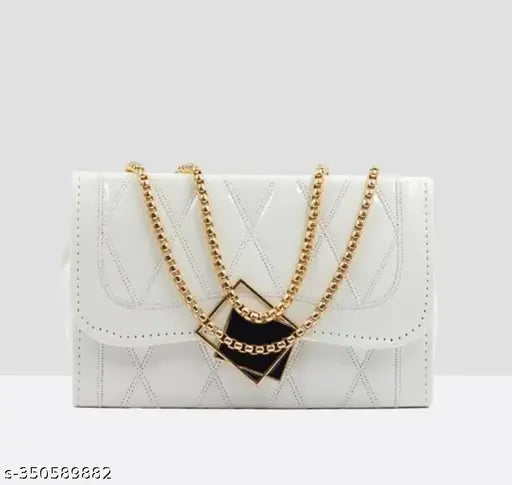 Cloth overlaying clutch purse with chain accents