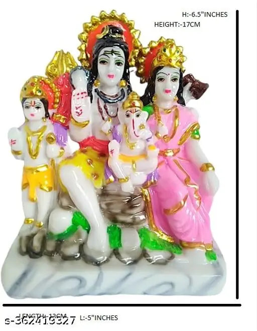 Marble Shankar family statue (Shiv Parvati, Ganesha) - high-quality, handmade, Vastu-compliant, Indian artisan crafted, 65 inches