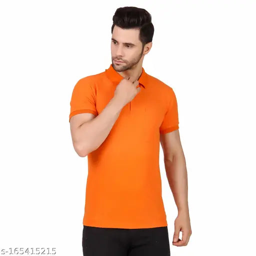 Cotton short-sleeved solid men's t-shirt, classy and fabulous design, made in India for comfortable long-wear