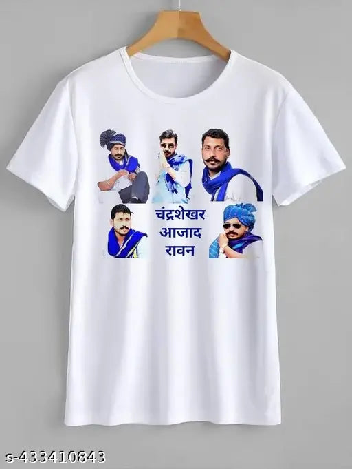 Polycotton Chandra Sekhar Azad Ravan Men's T-shirt, printed net design, short sleeves, India origin