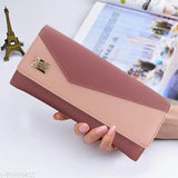 Pink leather purse, unique design, multiple card slots