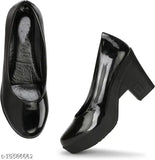 Black synthetic solid high heel for women - embellished net pattern, India-made footwear on display stand