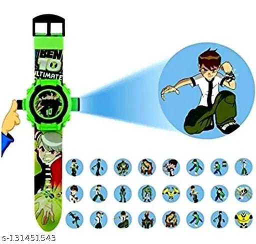 BEN TEN projector watch with interchangeable straps and digital display, 10 different band designs