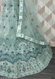 Embroidered net lehenga-choli set, Indian embroidered net topwear and dupatta for women's festive occasions