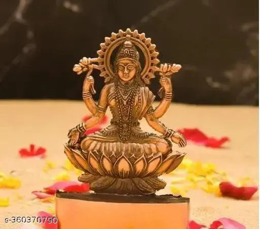 Copper Laxmi Idol, intricately detailed Hindu goddess statue, 11cm tall, Indian handcrafted art