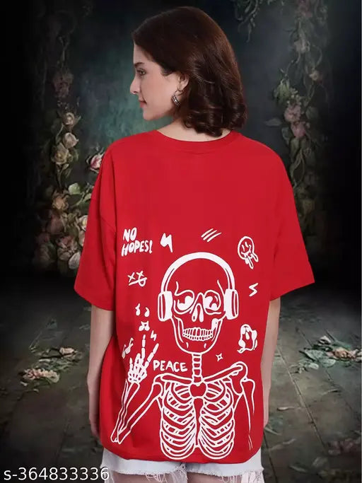Little zing cotton oversized baggy t-shirt with front and back graphic prints