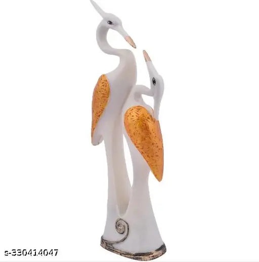Handcrafted resin swan pair showpiece for home decor - big size, kissing ducks symbolize love and peace. 13cm (L) x 36cm (H), ideal for bedroom or living room table top, long-lasting durability with weather-resistant polyresin and fiberglass mix. Perfect gift for couples, newlyweds, or home decor enthusiasts