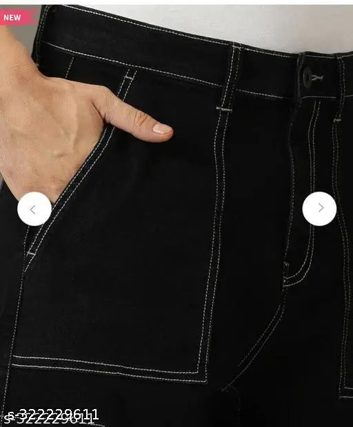 Black denim JM jeans, solid pattern, size 30 waist 30 inches length 36 inches