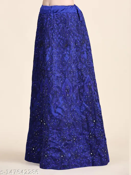 Taffeta silk embroidered Indo Western wedding lehenga (un-stitched, waist 42in, length 44in, dupatta 2in), net fabric allows for customization